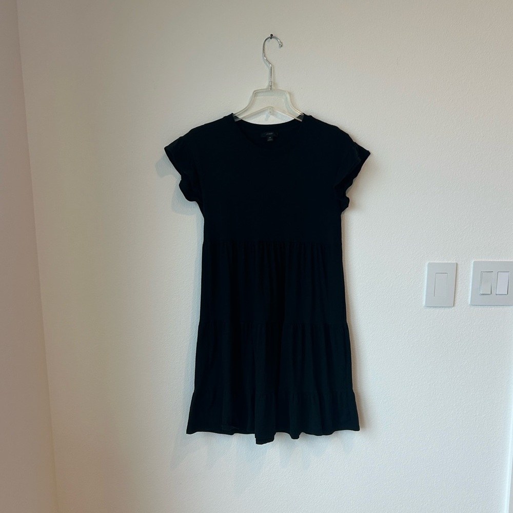 J.Crew black tiered t‑shirt dress – size XS
